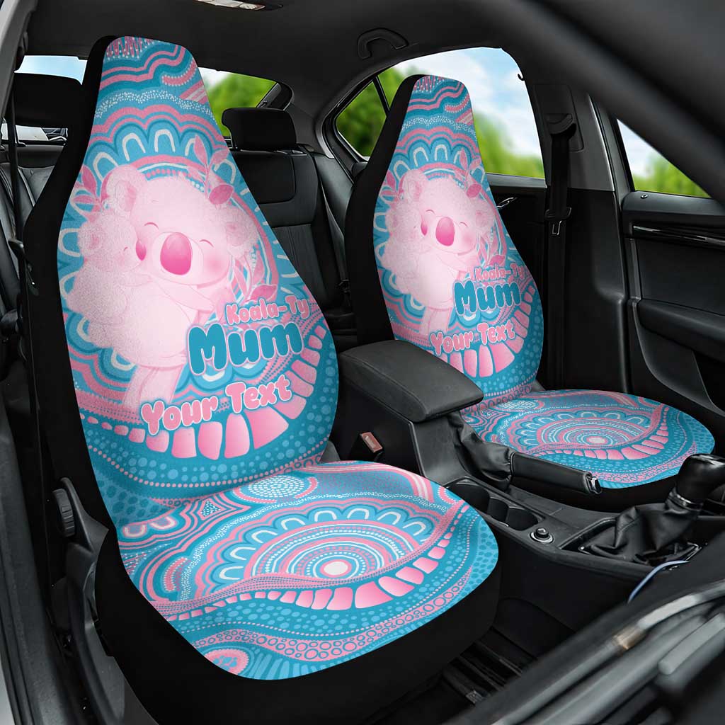 Koala Mum Australia Mother's Day Personalised Car Seat Cover Pink and Blue Aboriginal Art