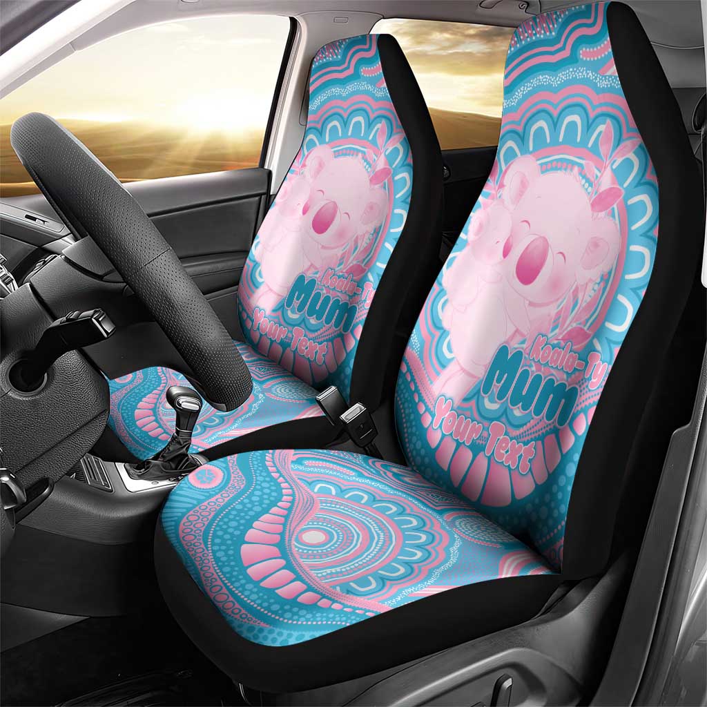 Koala Mum Australia Mother's Day Personalised Car Seat Cover Pink and Blue Aboriginal Art