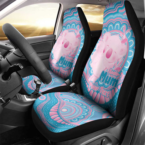 Koala Mum Australia Mother's Day Personalised Car Seat Cover Pink and Blue Aboriginal Art