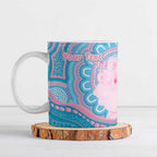 Koala Mum Australia Mother's Day Personalised Ceramic Mug Pink and Blue Aboriginal Art