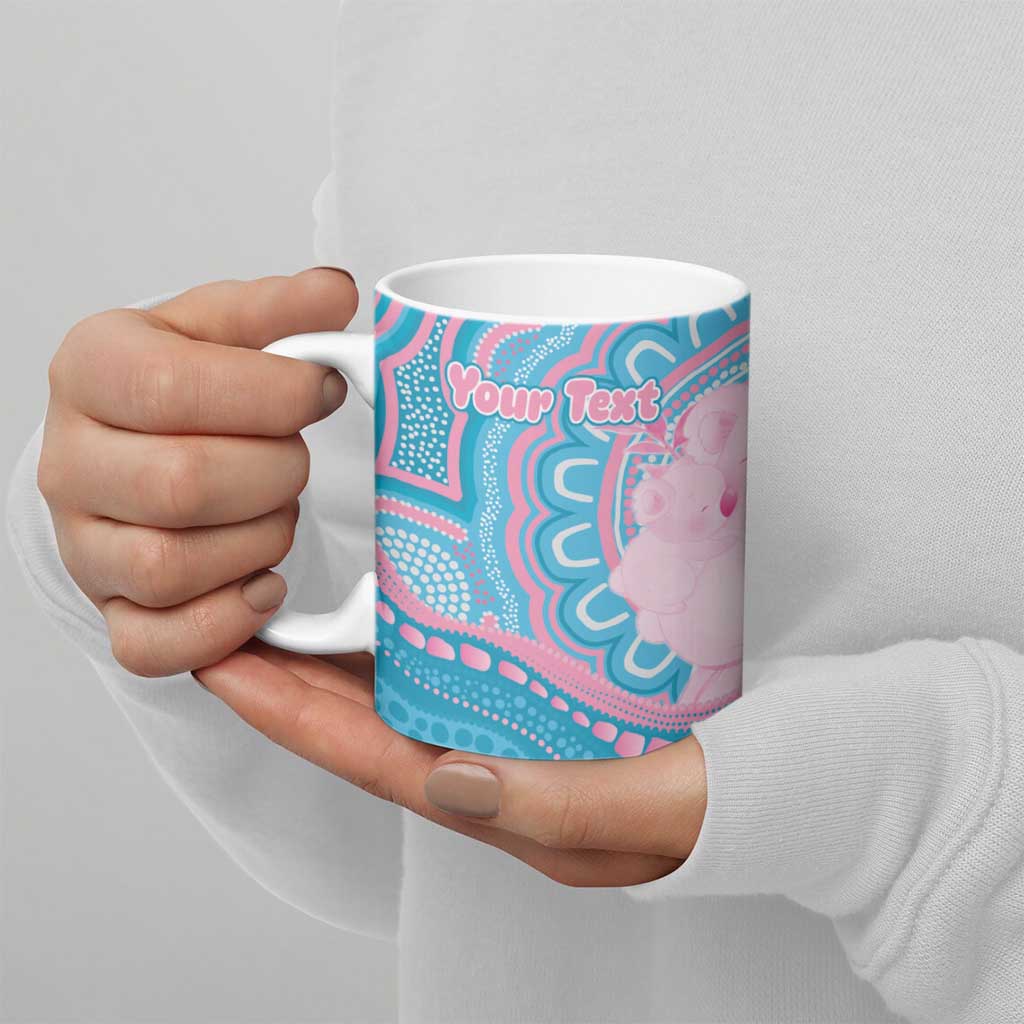 Koala Mum Australia Mother's Day Personalised Ceramic Mug Pink and Blue Aboriginal Art