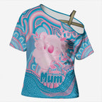 Koala Mum Australia Mother's Day Personalised Cross Shoulder Shirt Pink and Blue Aboriginal Art
