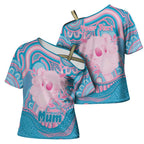 Koala Mum Australia Mother's Day Personalised Cross Shoulder Shirt Pink and Blue Aboriginal Art