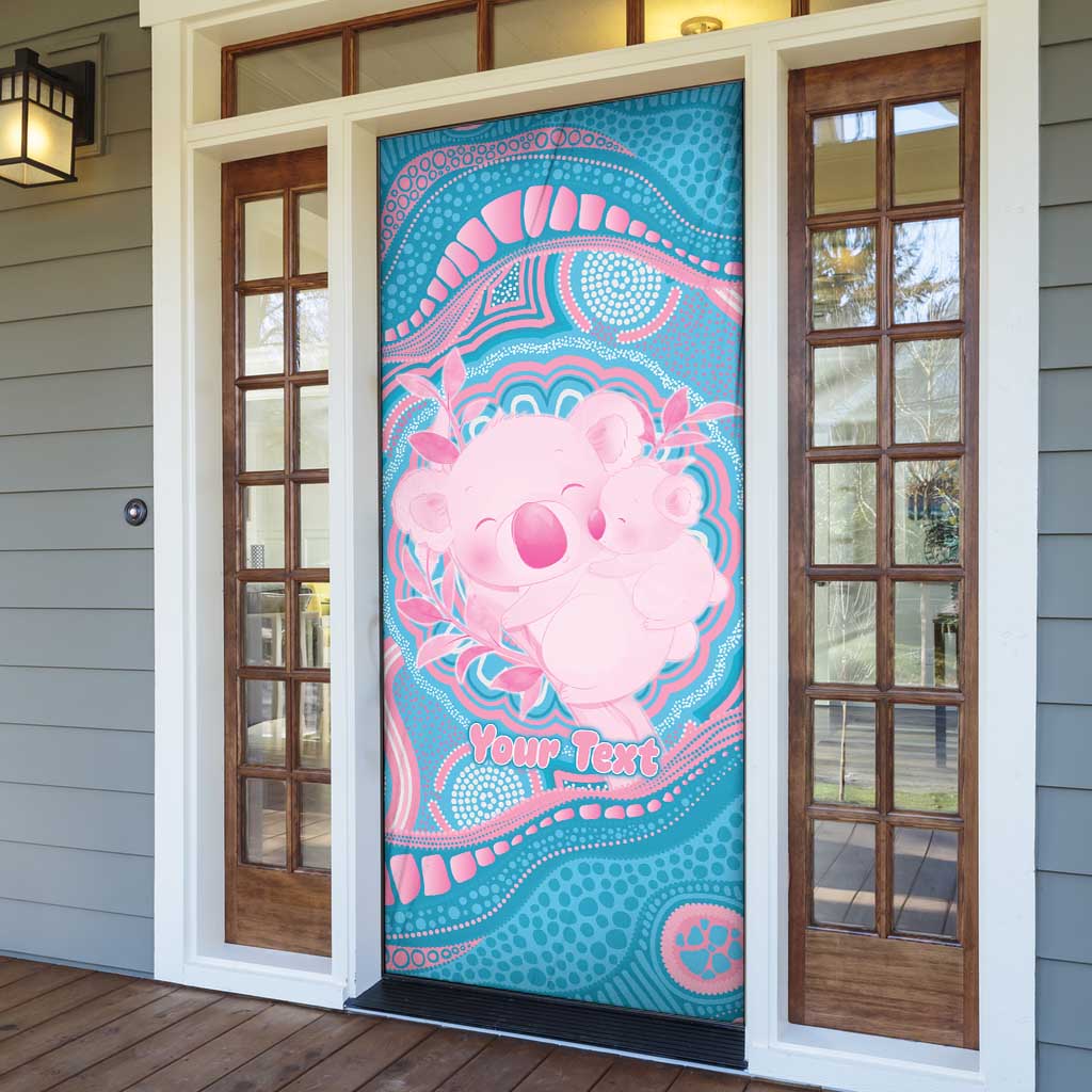 Koala Mum Australia Mother's Day Personalised Door Cover Pink and Blue Aboriginal Art