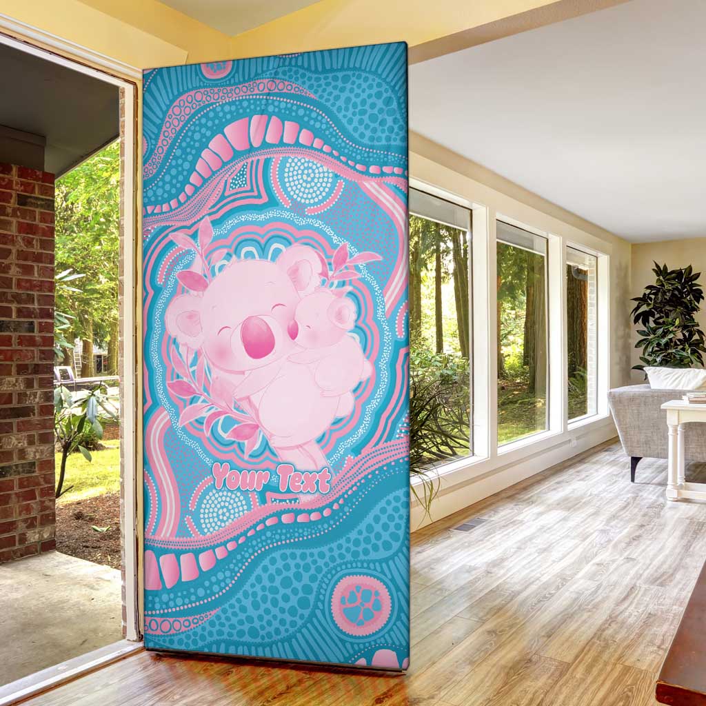 Koala Mum Australia Mother's Day Personalised Door Cover Pink and Blue Aboriginal Art