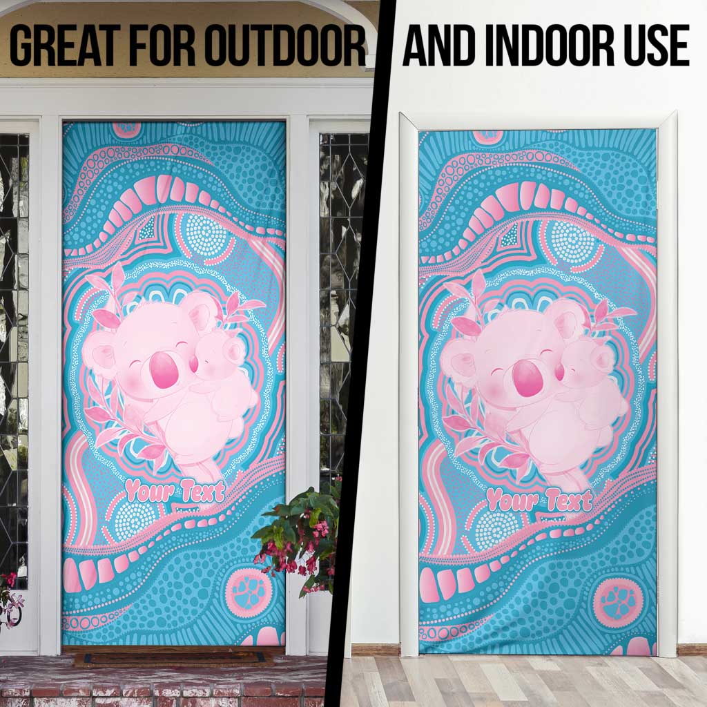 Koala Mum Australia Mother's Day Personalised Door Cover Pink and Blue Aboriginal Art