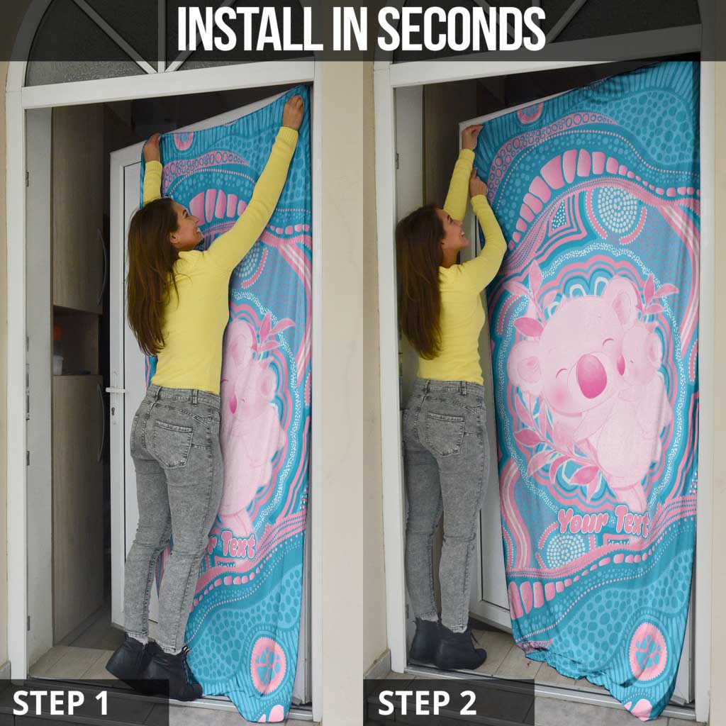 Koala Mum Australia Mother's Day Personalised Door Cover Pink and Blue Aboriginal Art