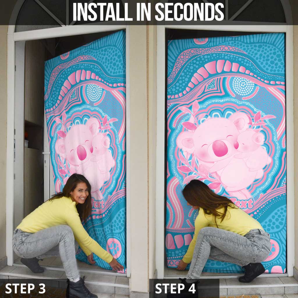 Koala Mum Australia Mother's Day Personalised Door Cover Pink and Blue Aboriginal Art