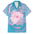 Koala Mum Australia Mother's Day Personalised Family Matching Off Shoulder Maxi Dress and Hawaiian Shirt Pink and Blue Aboriginal Art