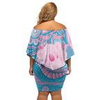 Koala Mum Australia Mother's Day Personalised Family Matching Off Shoulder Short Dress and Hawaiian Shirt Pink and Blue Aboriginal Art