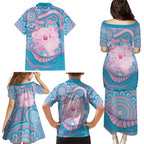 Koala Mum Australia Mother's Day Personalised Family Matching Puletasi and Hawaiian Shirt Pink and Blue Aboriginal Art