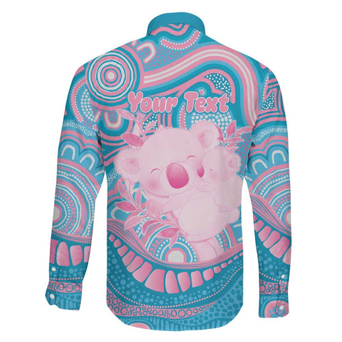 Koala Mum Australia Mother's Day Personalised Family Matching Puletasi and Hawaiian Shirt Pink and Blue Aboriginal Art