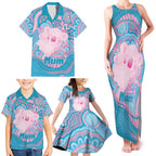 Koala Mum Australia Mother's Day Personalised Family Matching Tank Maxi Dress and Hawaiian Shirt Pink and Blue Aboriginal Art