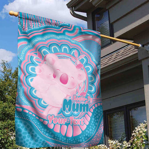 Koala Mum Australia Mother's Day Personalised Garden Flag Pink and Blue Aboriginal Art