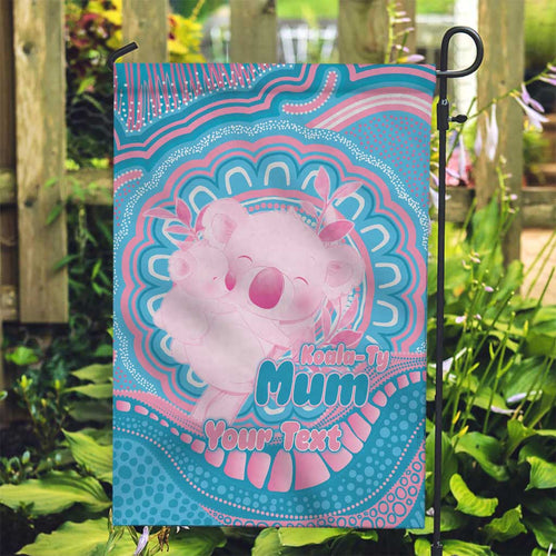 Koala Mum Australia Mother's Day Personalised Garden Flag Pink and Blue Aboriginal Art
