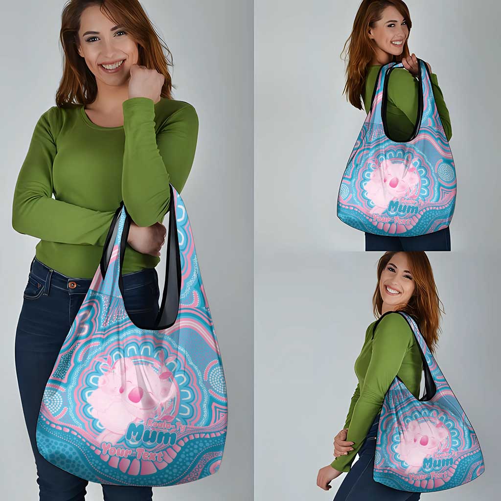 Koala Mum Australia Mother's Day Personalised Grocery Bag Pink and Blue Aboriginal Art