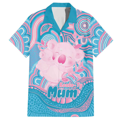 Koala Mum Australia Mother's Day Personalised Hawaiian Shirt Pink and Blue Aboriginal Art