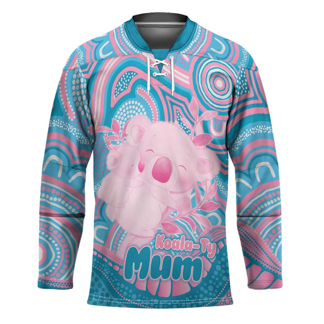 Koala Mum Australia Mother's Day Personalised Hockey Jersey Pink and Blue Aboriginal Art