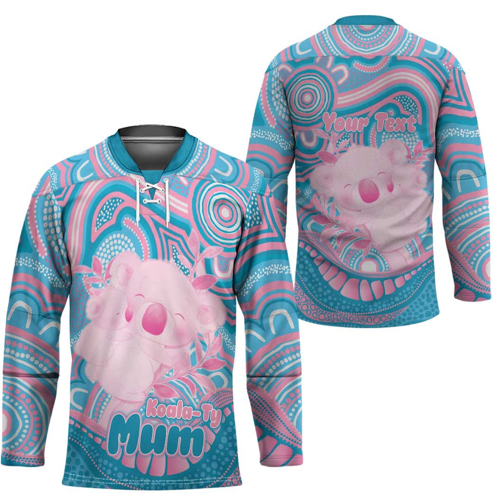 Koala Mum Australia Mother's Day Personalised Hockey Jersey Pink and Blue Aboriginal Art