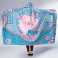Koala Mum Australia Mother's Day Personalised Hooded Blanket Pink and Blue Aboriginal Art