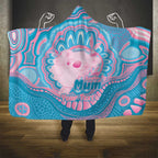 Koala Mum Australia Mother's Day Personalised Hooded Blanket Pink and Blue Aboriginal Art