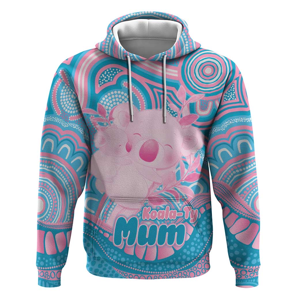 Koala Mum Australia Mother's Day Personalised Hoodie Pink and Blue Aboriginal Art