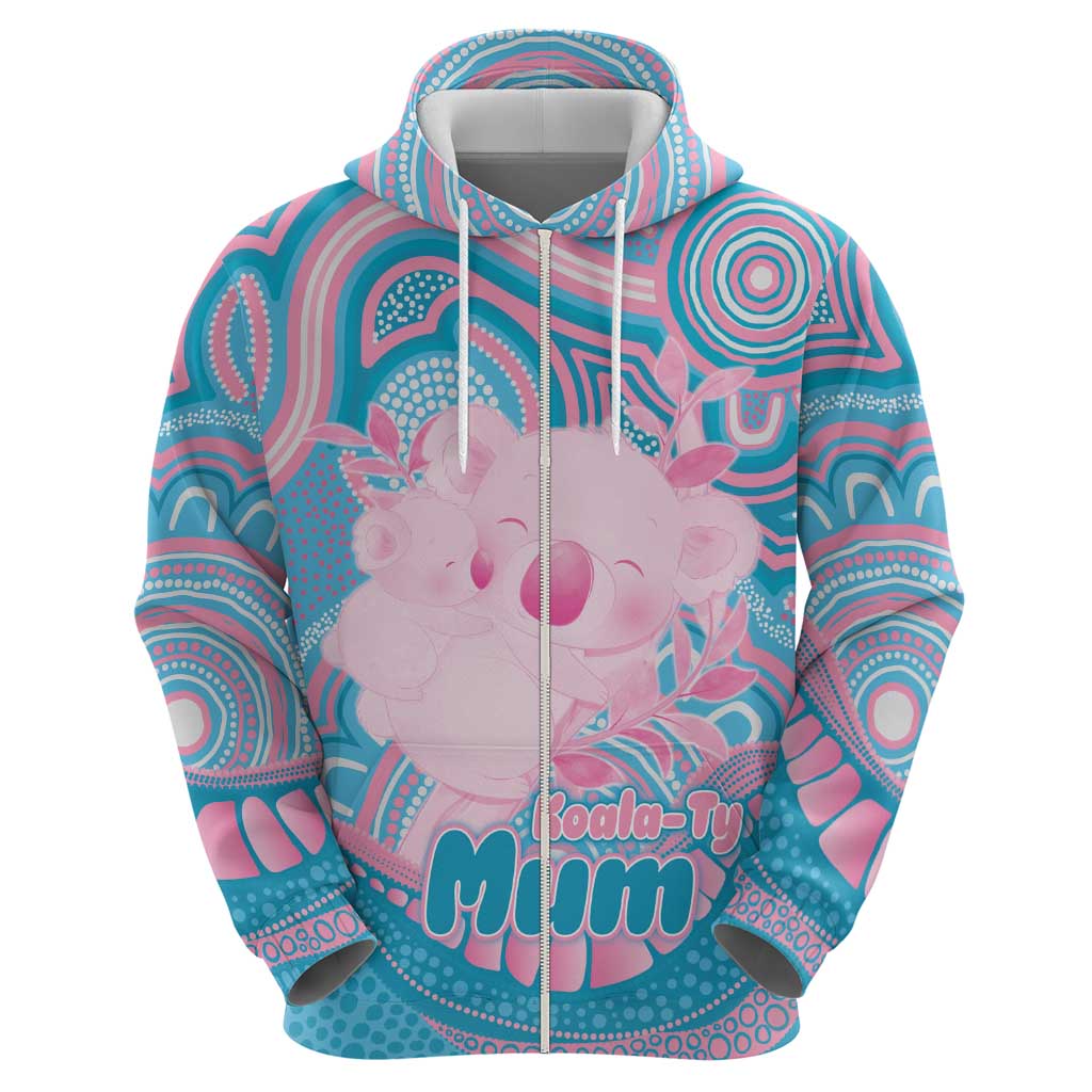 Koala Mum Australia Mother's Day Personalised Hoodie Pink and Blue Aboriginal Art