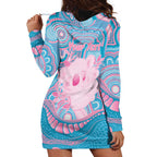 Koala Mum Australia Mother's Day Personalised Hoodie Dress Pink and Blue Aboriginal Art