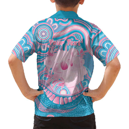 Koala Mum Australia Mother's Day Personalised Kid Hawaiian Shirt Pink and Blue Aboriginal Art