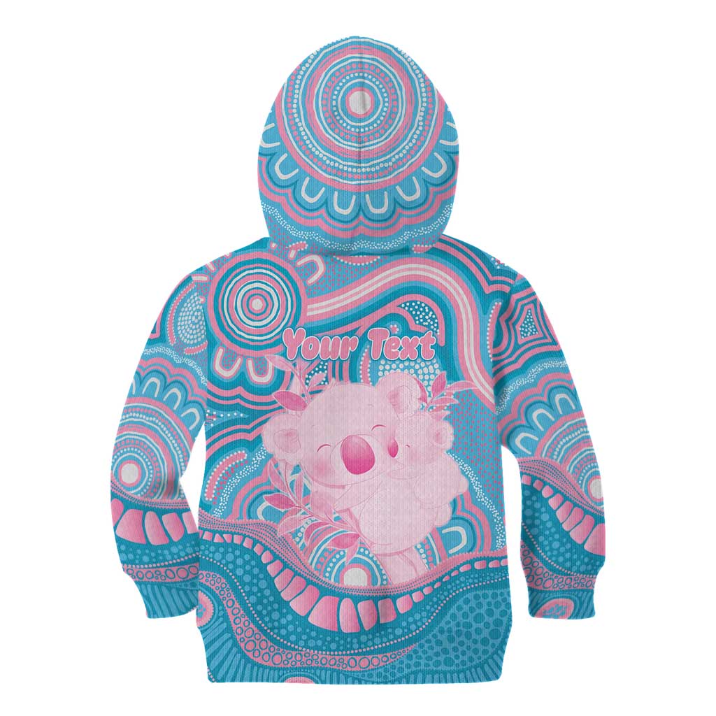 Koala Mum Australia Mother's Day Personalised Kid Hoodie Pink and Blue Aboriginal Art
