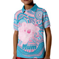 Koala Mum Australia Mother's Day Personalised Kid Polo Shirt Pink and Blue Aboriginal Art