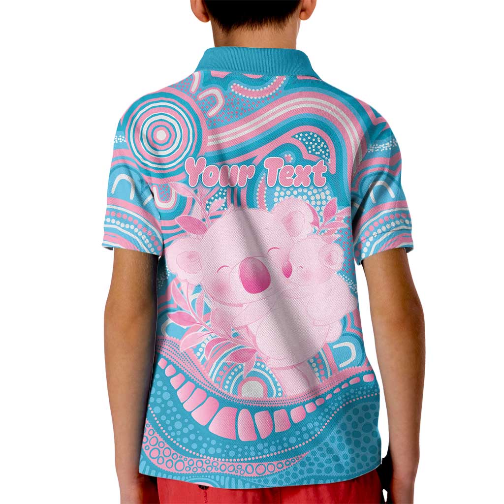 Koala Mum Australia Mother's Day Personalised Kid Polo Shirt Pink and Blue Aboriginal Art