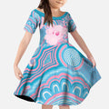 Koala Mum Australia Mother's Day Personalised Kid Short Sleeve Dress Pink and Blue Aboriginal Art