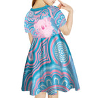 Koala Mum Australia Mother's Day Personalised Kid Short Sleeve Dress Pink and Blue Aboriginal Art