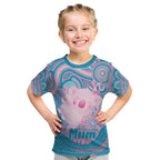 Koala Mum Australia Mother's Day Personalised Kid T Shirt Pink and Blue Aboriginal Art