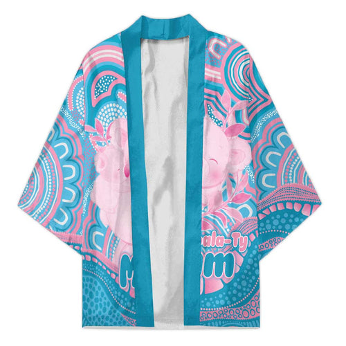 Koala Mum Australia Mother's Day Personalised Kimono Pink and Blue Aboriginal Art