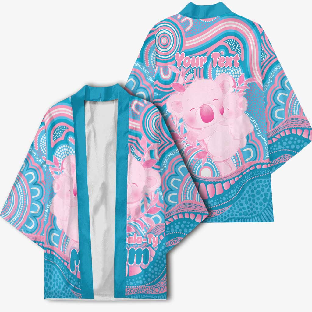 Koala Mum Australia Mother's Day Personalised Kimono Pink and Blue Aboriginal Art