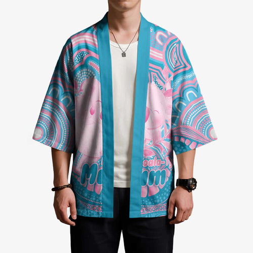 Koala Mum Australia Mother's Day Personalised Kimono Pink and Blue Aboriginal Art