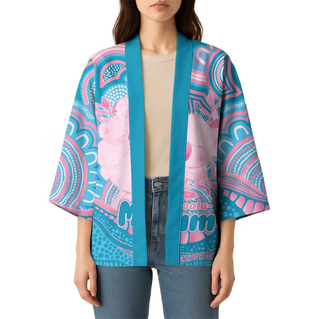 Koala Mum Australia Mother's Day Personalised Kimono Pink and Blue Aboriginal Art