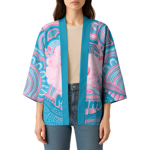 Koala Mum Australia Mother's Day Personalised Kimono Pink and Blue Aboriginal Art