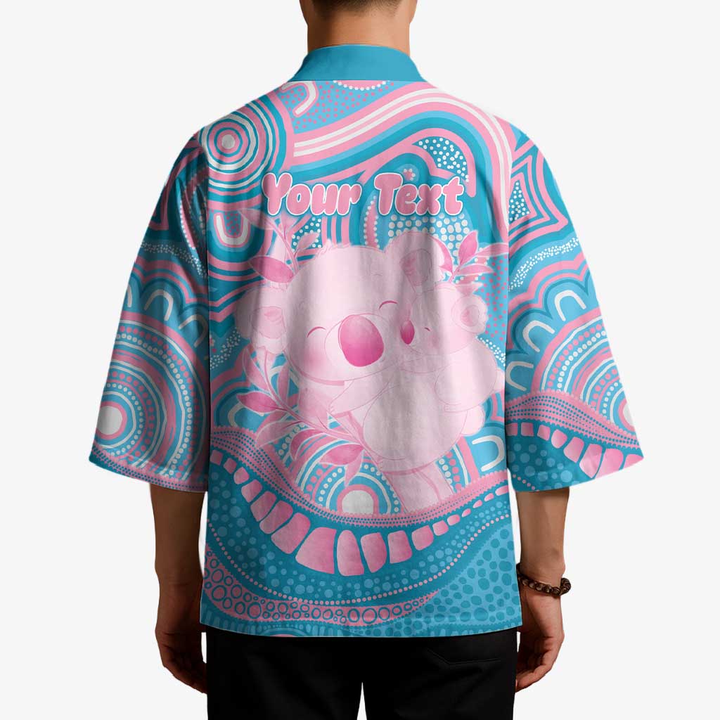 Koala Mum Australia Mother's Day Personalised Kimono Pink and Blue Aboriginal Art