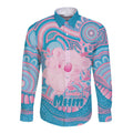 Koala Mum Australia Mother's Day Personalised Long Sleeve Button Shirt Pink and Blue Aboriginal Art