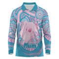 Koala Mum Australia Mother's Day Personalised Long Sleeve Polo Shirt Pink and Blue Aboriginal Art