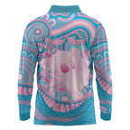 Koala Mum Australia Mother's Day Personalised Long Sleeve Polo Shirt Pink and Blue Aboriginal Art