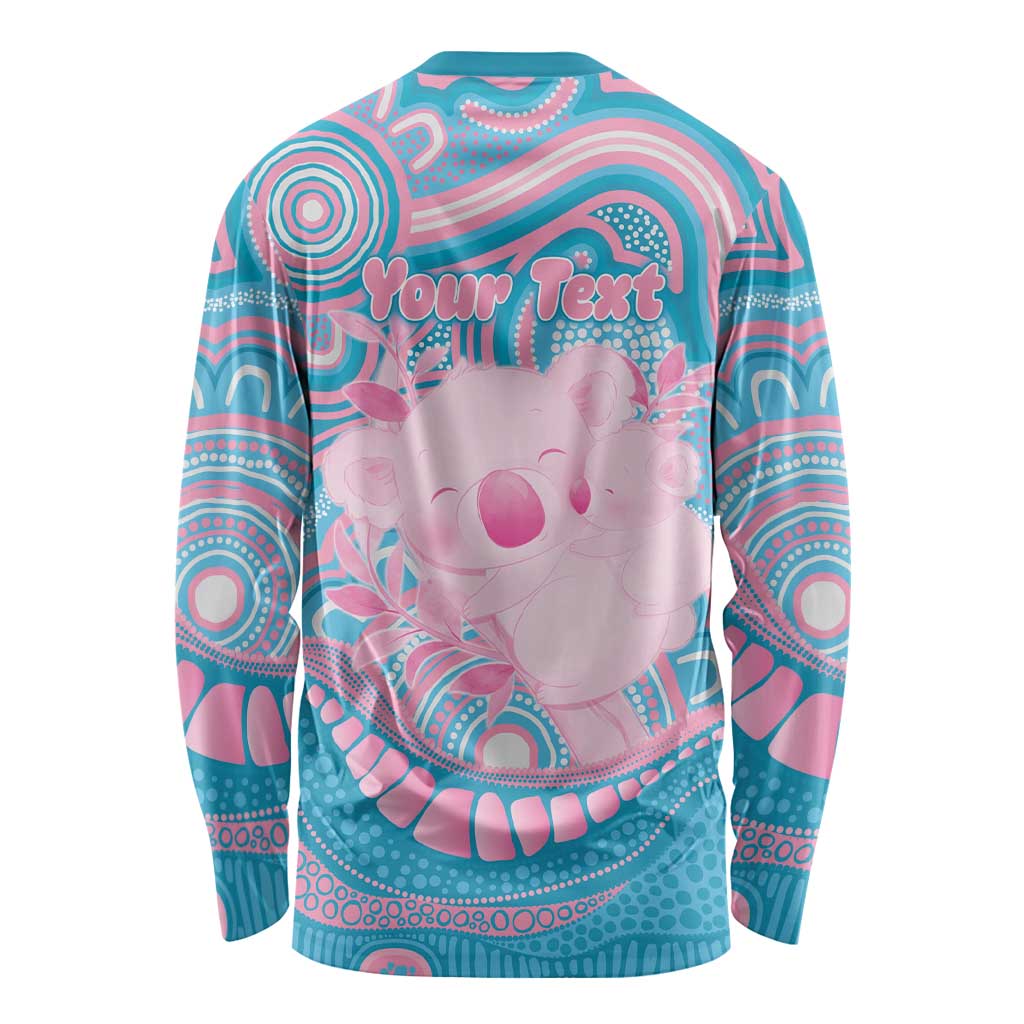 Koala Mum Australia Mother's Day Personalised Long Sleeve Shirt Pink and Blue Aboriginal Art
