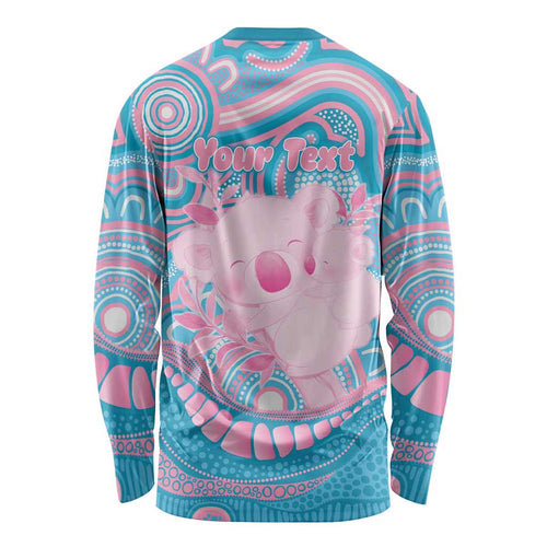 Koala Mum Australia Mother's Day Personalised Long Sleeve Shirt Pink and Blue Aboriginal Art
