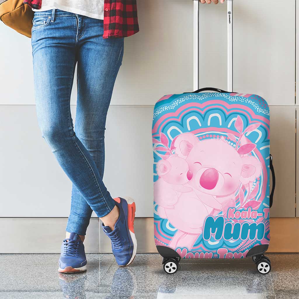 Koala Mum Australia Mother's Day Personalised Luggage Cover Pink and Blue Aboriginal Art