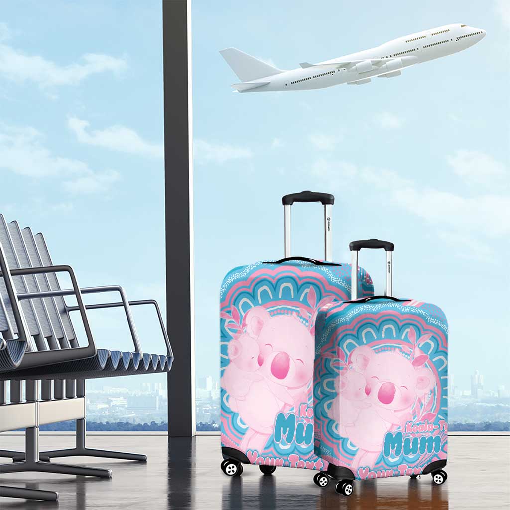 Koala Mum Australia Mother's Day Personalised Luggage Cover Pink and Blue Aboriginal Art