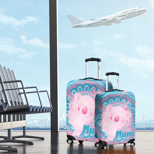 Koala Mum Australia Mother's Day Personalised Luggage Cover Pink and Blue Aboriginal Art