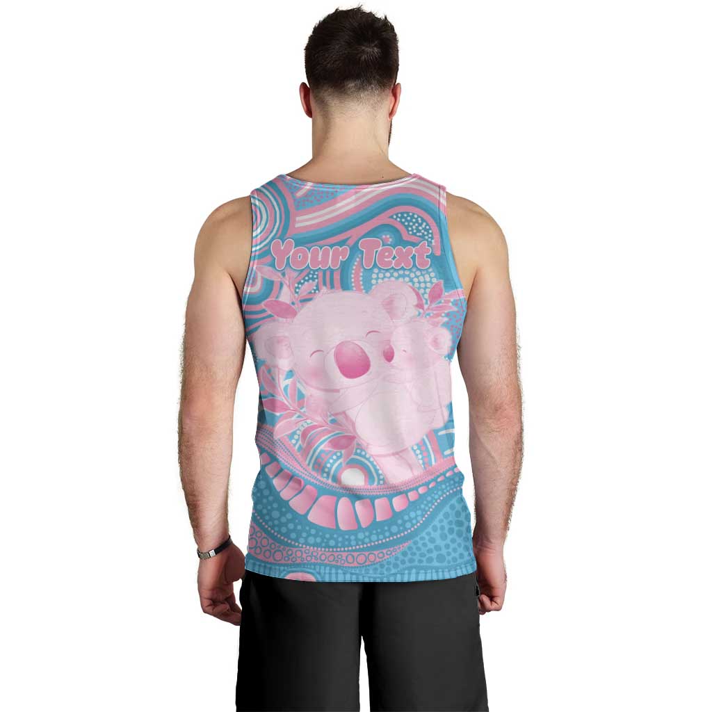 Koala Mum Australia Mother's Day Personalised Men Tank Top Pink and Blue Aboriginal Art